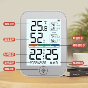 Digital thermometer and hygrometer with a clock